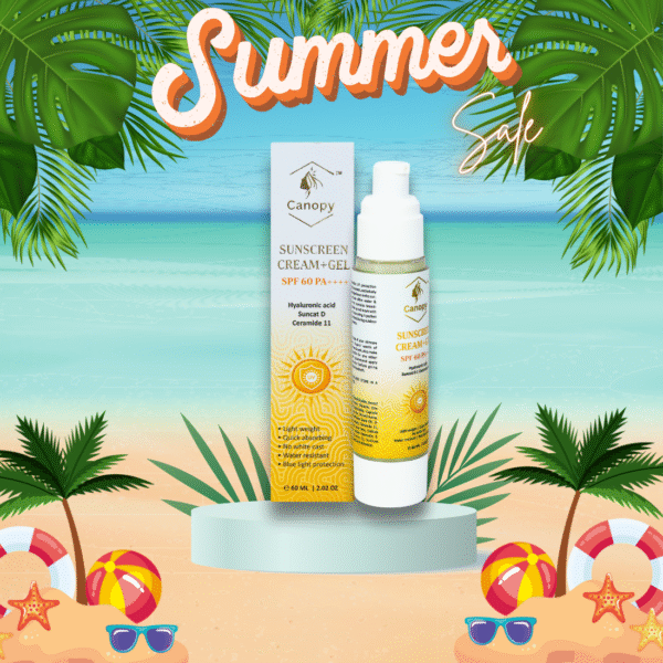 Sunscreen - SPF 60 PA++++ [ Aqua Sunscreen Cream + Gel | Water Resistant | UVA/B protection | No White Cast ] (60 ml)